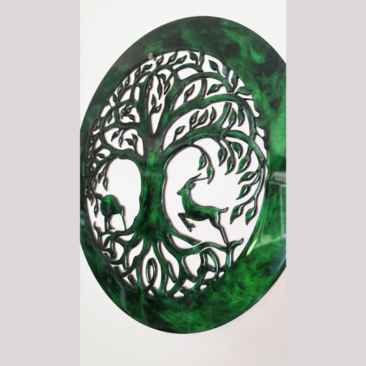 Tree of Life Springbok Greenstone design resin artwork