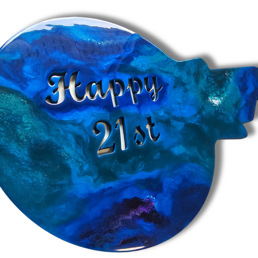 Paua design 21st Key resin artwork