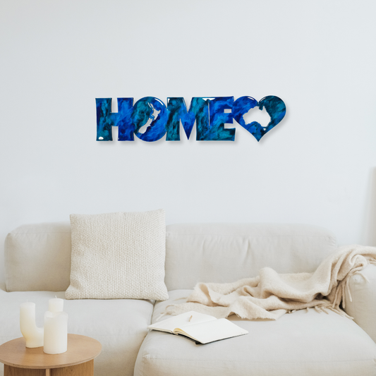 HOME with Aussie Map resin wall art