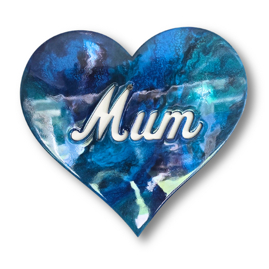 Heart Paua design resin artwork