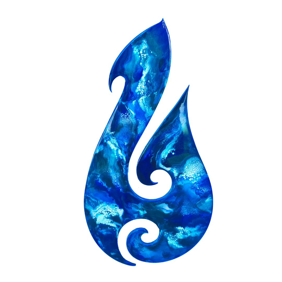 Paua Fish Hook design resin artwork