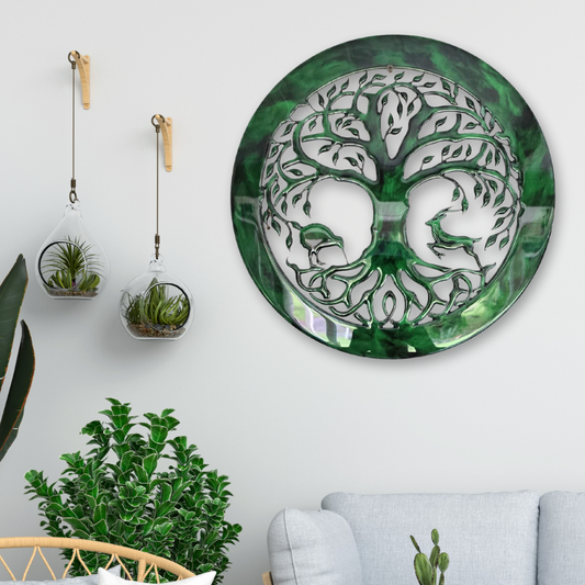 Tree of Life Springbok Greenstone design resin artwork