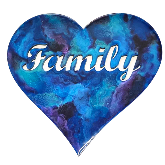 Heart Paua design resin artwork