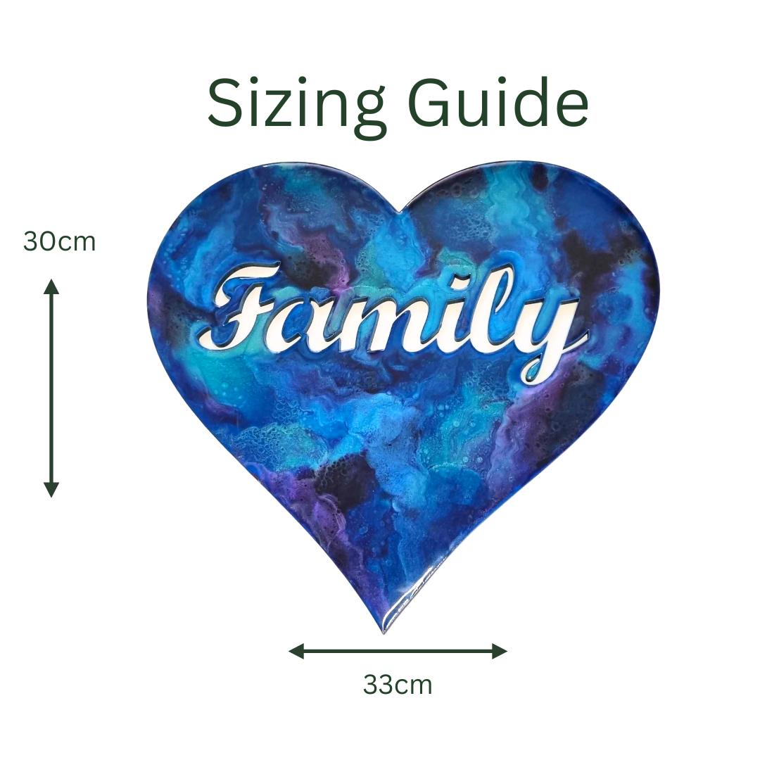 Heart Paua design resin artwork