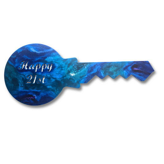 Paua design 21st Key resin artwork