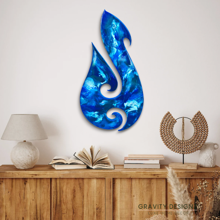 Paua Fish Hook design resin artwork
