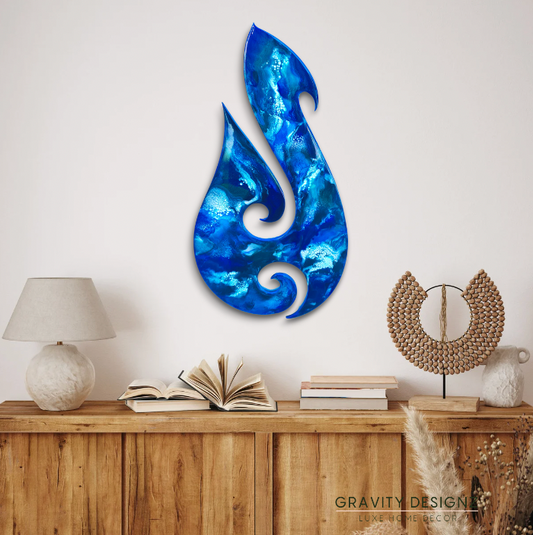 Paua Fish Hook design resin artwork