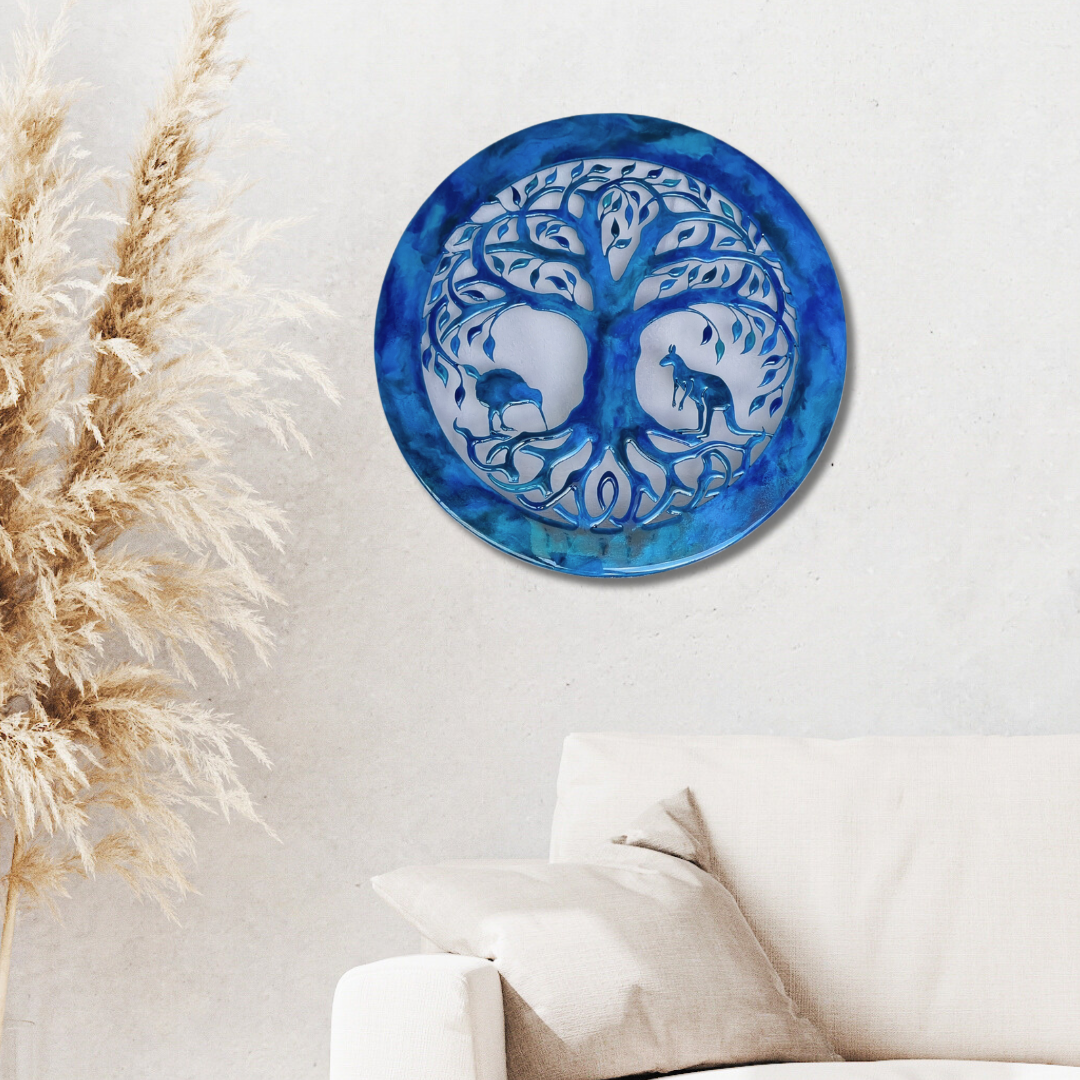 Tree of Life Kiwi Kangaroo Paua design resin artwork