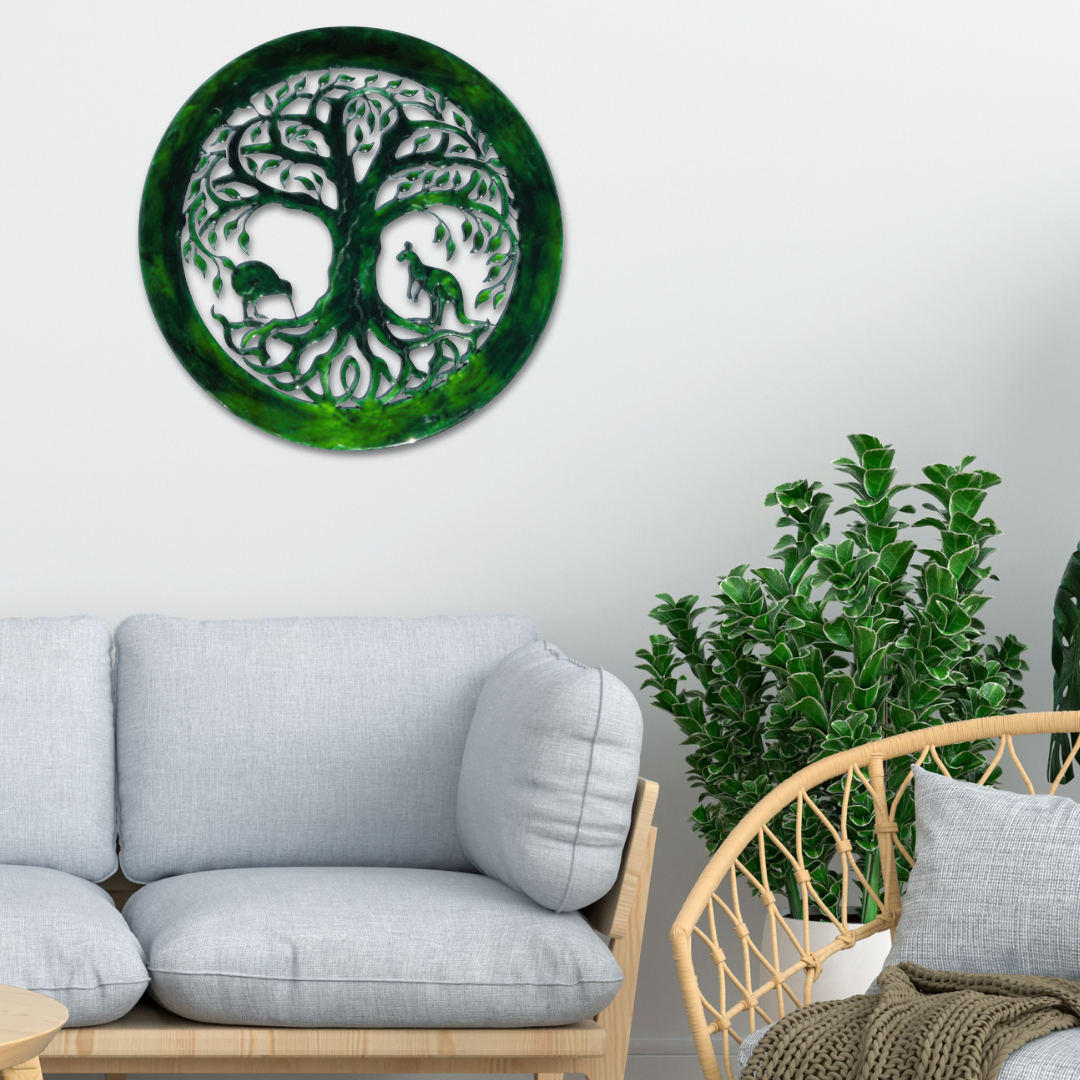 Tree of Life Kiwi Kangaroo Greenstone design resin artwork