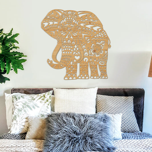 Elephant 78cm Wooden Wall Art