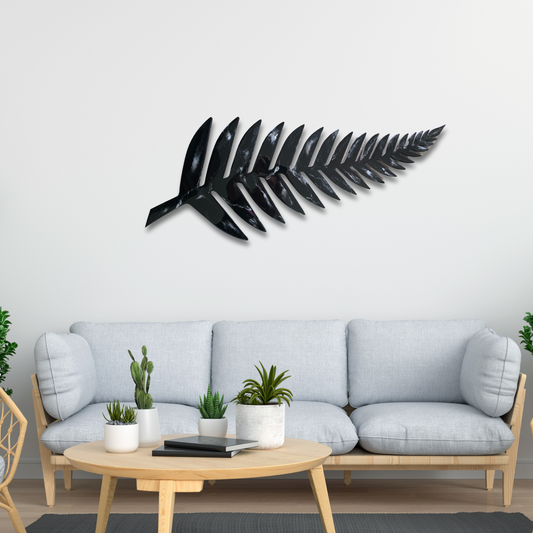 Black Silver Fern design resin artwork
