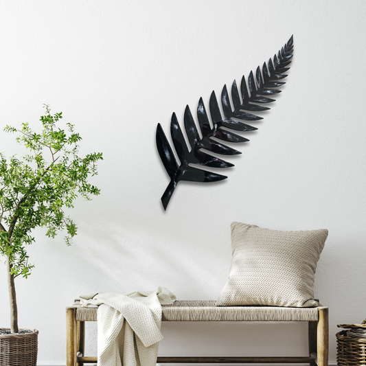 Black Silver Fern design resin artwork