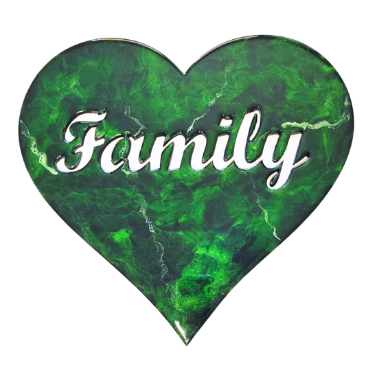 Family Heart Greenstone design resin artwork