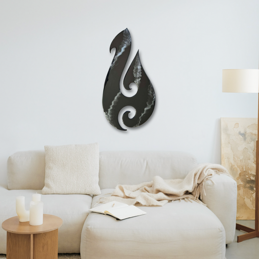 Paua Fish Hook design resin artwork