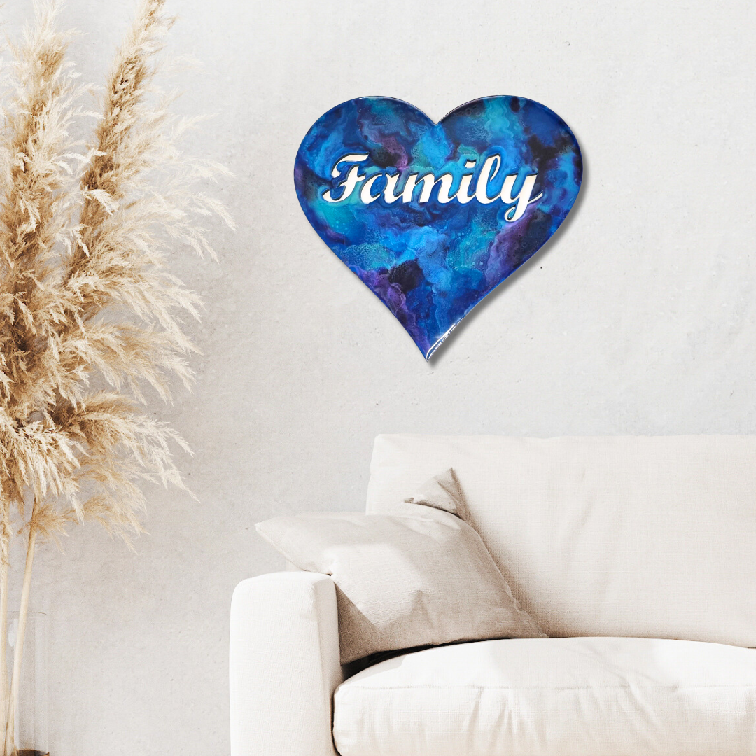 Family Heart Paua design resin artwork